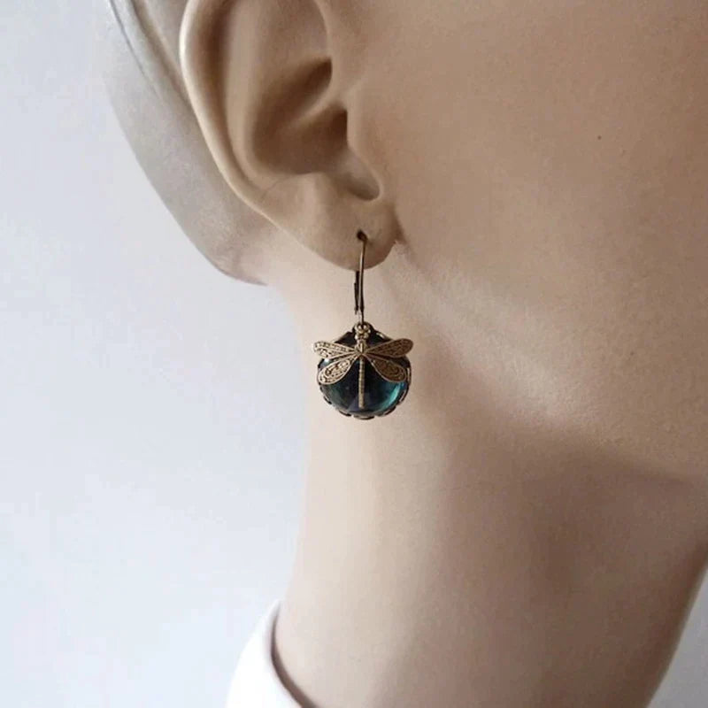 ELA | Kolczyki Spherical Dragonfly w stylu antycznym