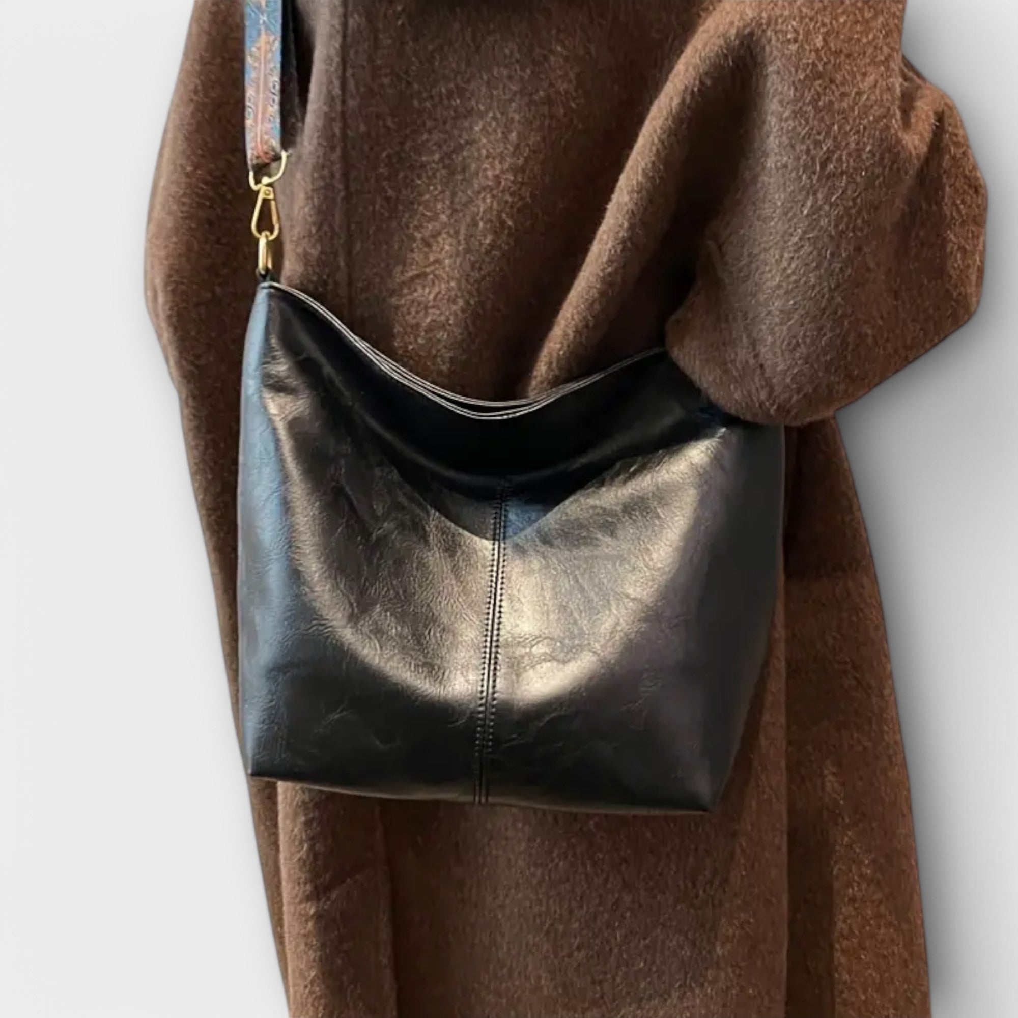 ELA | Torba na ramię w stylu retro z haftowanym paskiem