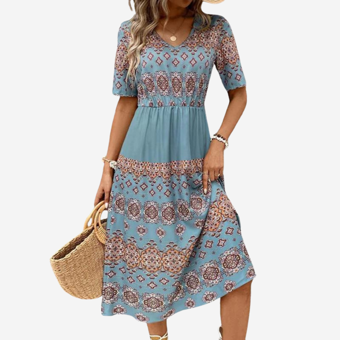 ELA | Luźna boho sukienka w wzory