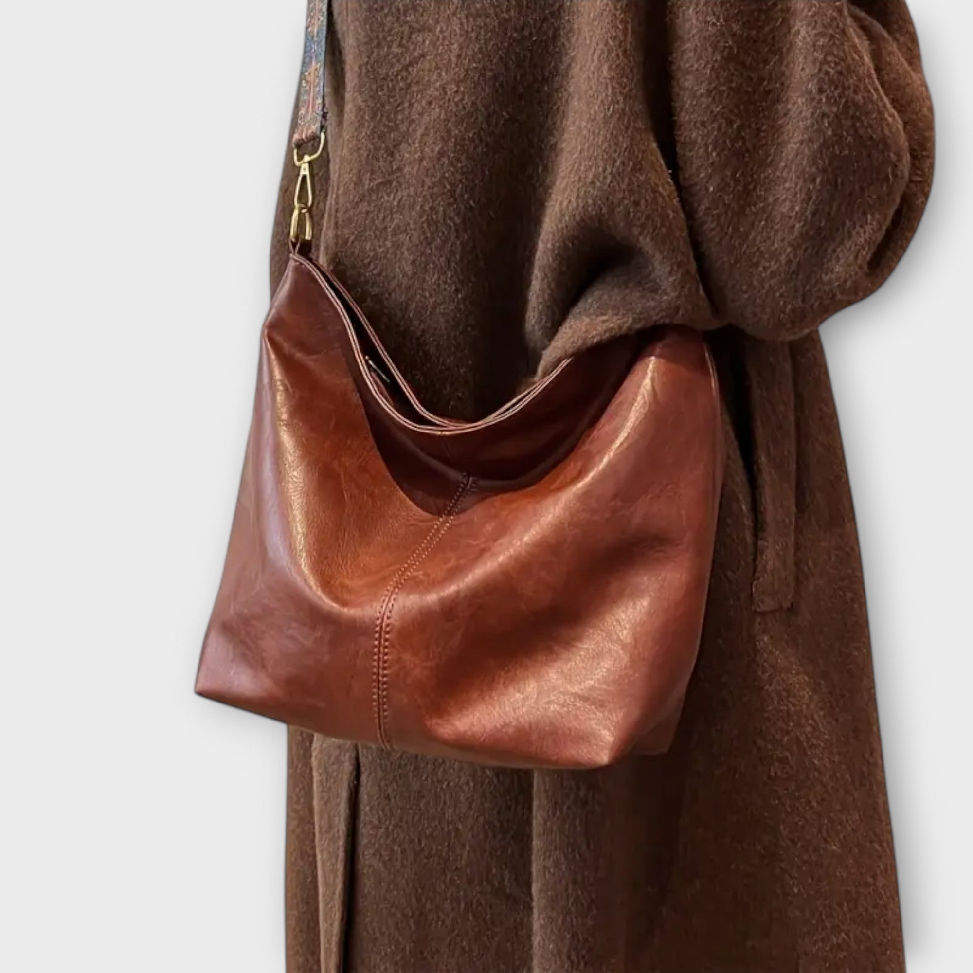 ELA | Torba na ramię w stylu retro z haftowanym paskiem