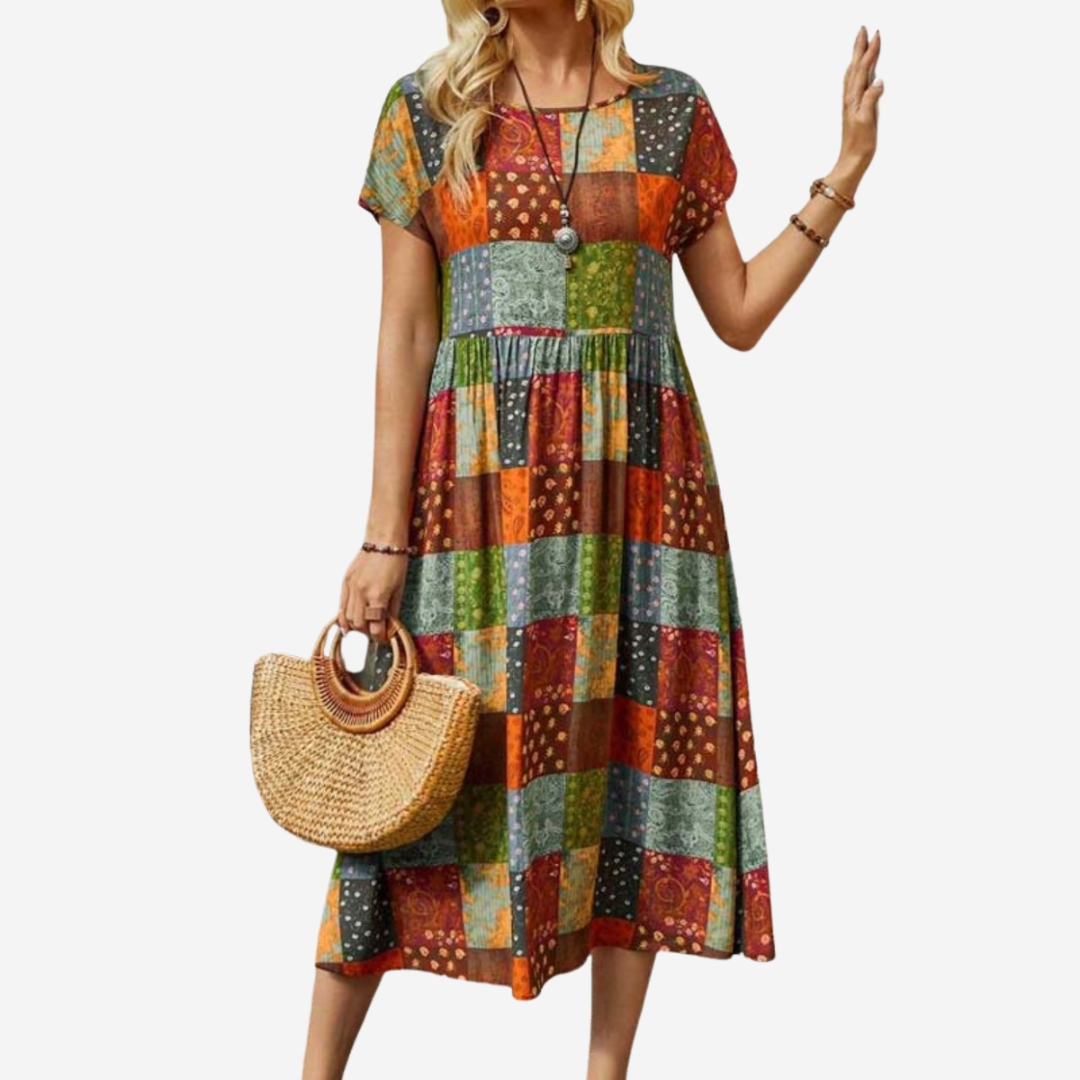 ELA | Boho sukienka w kratkę